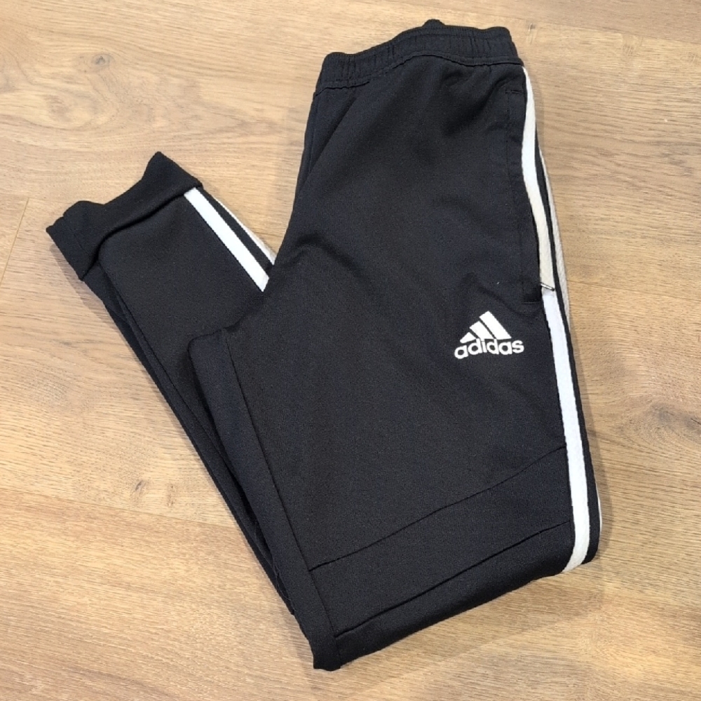 adidas Black Joggers with White Side Stripes and Logo